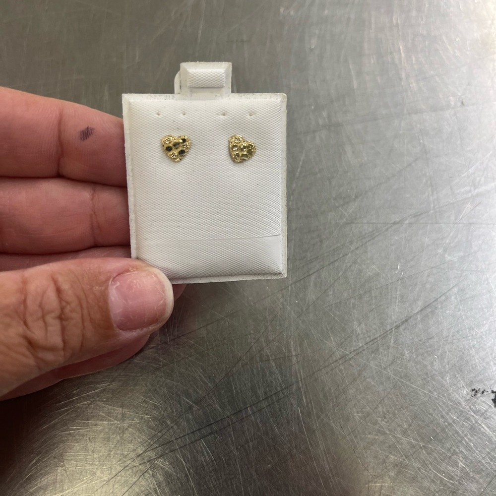 Gold Heart Stud Earrings